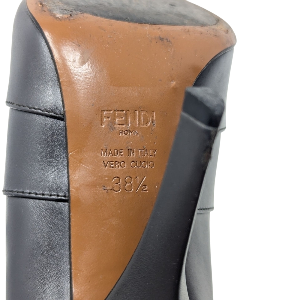 Fendi Rockoko FF Logo Signature Monogram Brown Leather Zucca Boots Size EU 38.5 - Picture 11 of 15